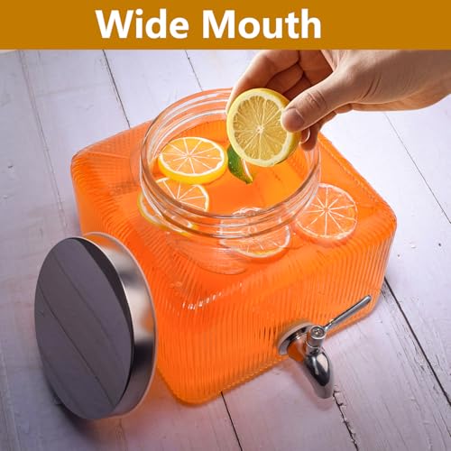 1 Gallon Glass Drink Dispenser with Stand, 2 Pack P667