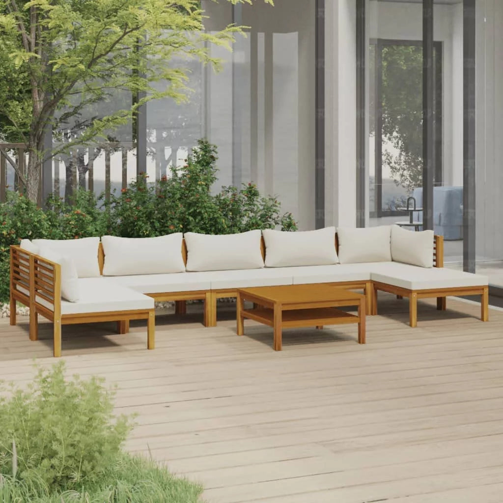 Patio Chairs with Tea Table and Cushions Acacia Wood Outdoor Furniture Set X9697