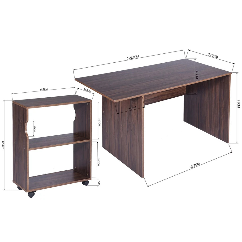 47.4" L Computer Desk with Movable Bookcase N25677