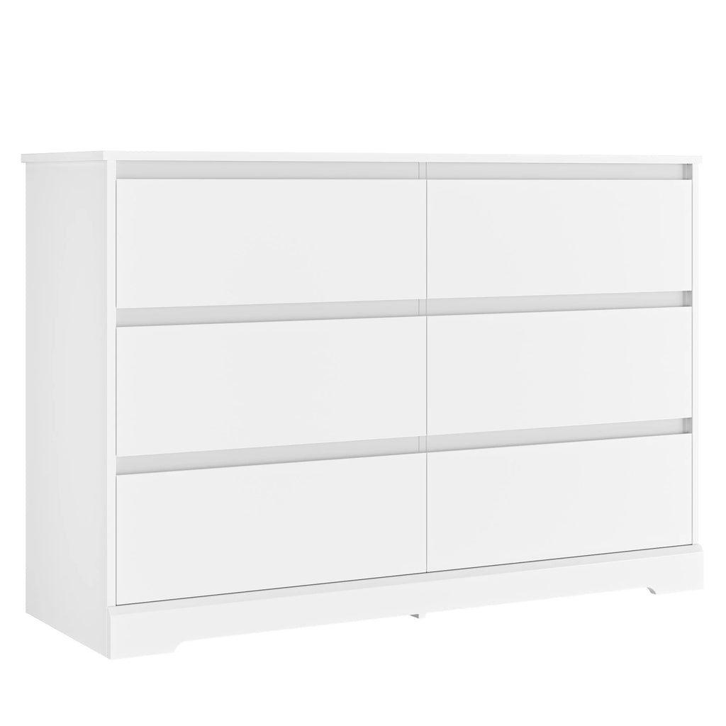 White 6 Drawer Wood Dresser A305