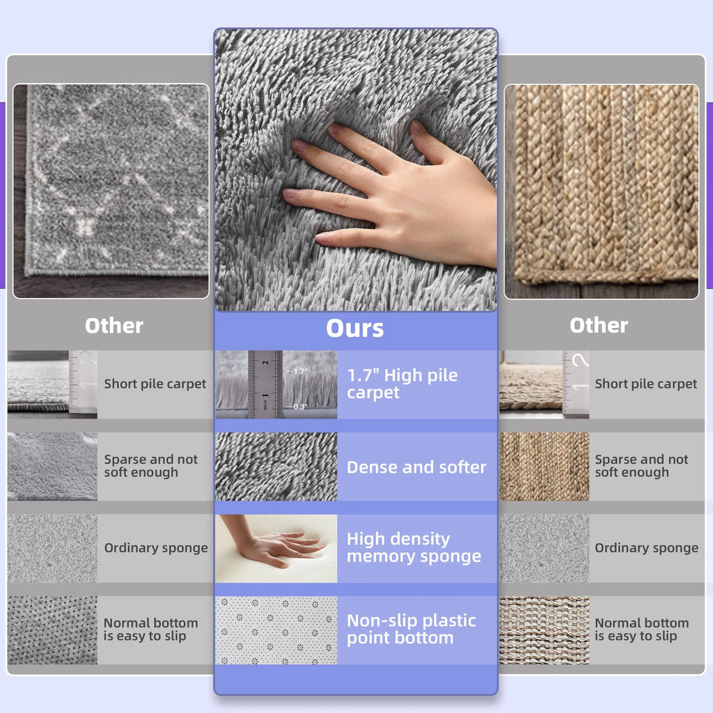 Light Gray 8' x 10' Shag Area Rug Y4743