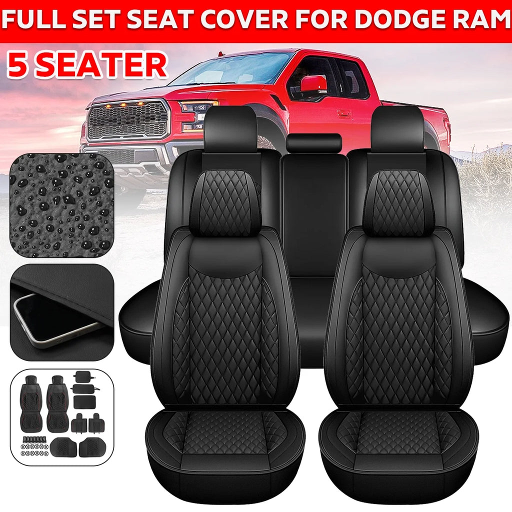 Black Waterproof Leather Full Set Car Seat Cover R61098