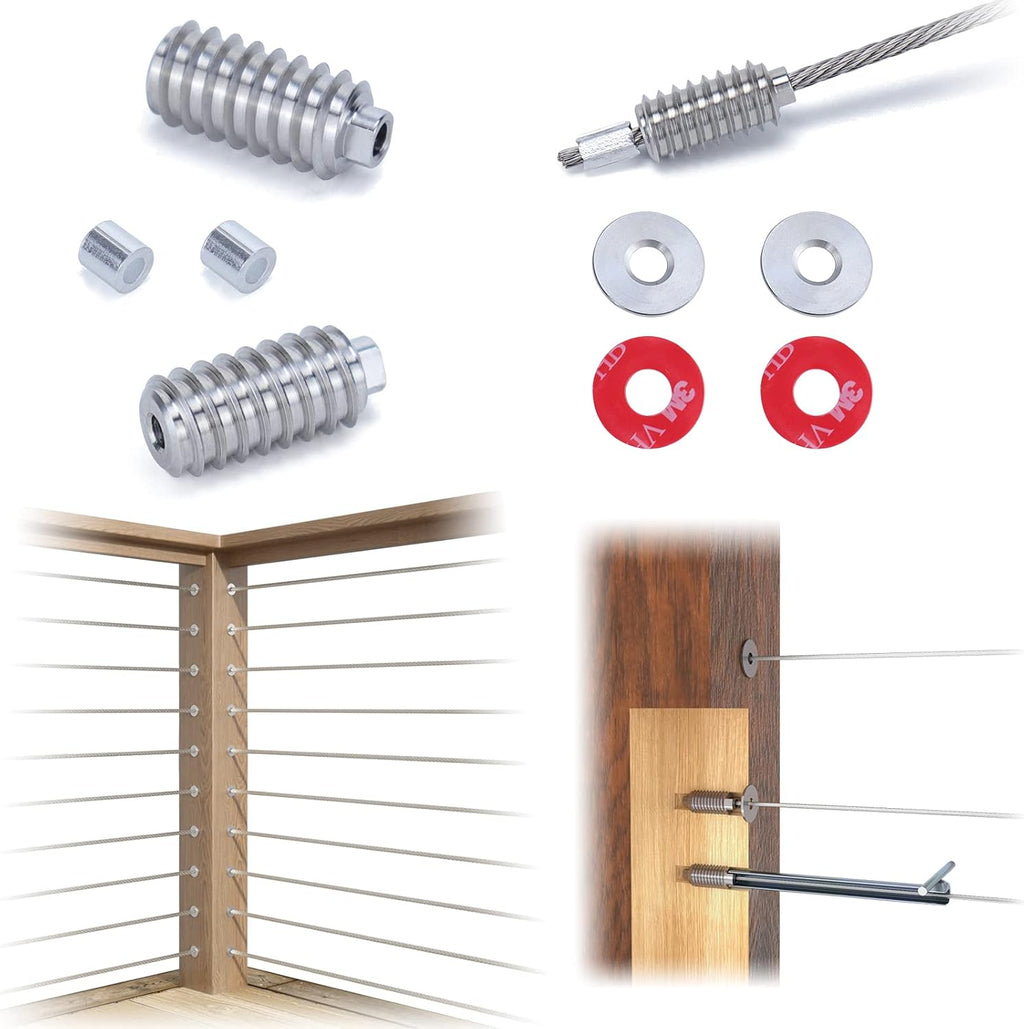 40Pack 1/8 Invisible Cable Railing Kit T316 Stainless Steel 20 Cable Line with Socket Wrench R881