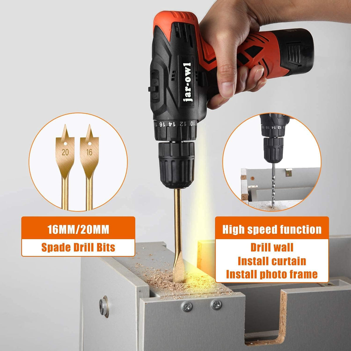 Cordless Drill Set with Case, 16.8V, 2 Batteries, Pack of 2 J328111