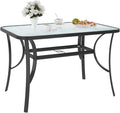 Black 47 inch Tempered Glass Patio Dining Table Q968265
