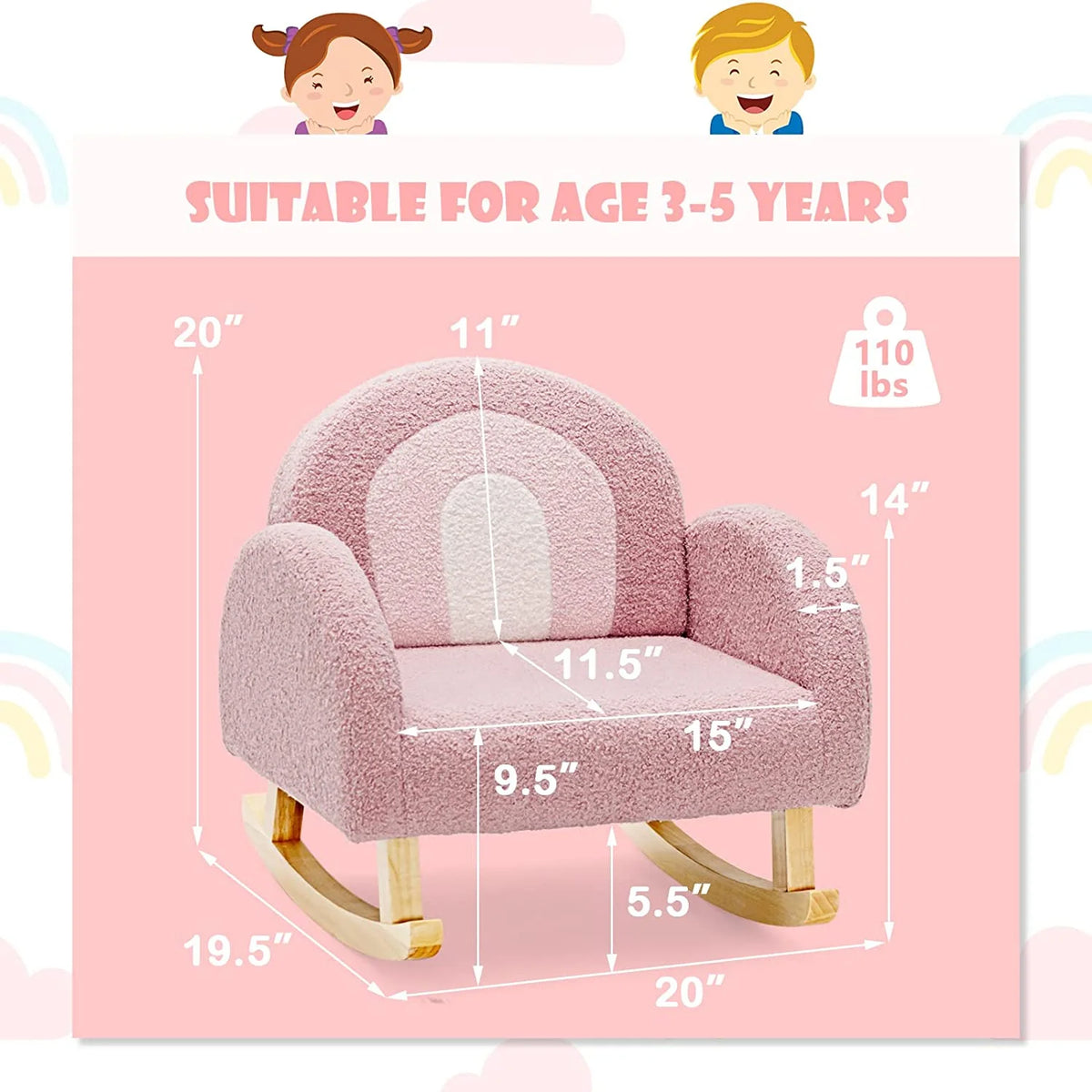 Pink Plush Kids Sofa Q838