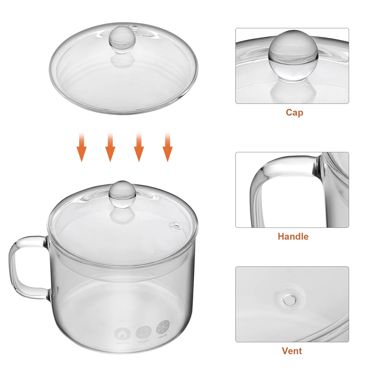 Heat-resistant Glass Pot with Handle Y908