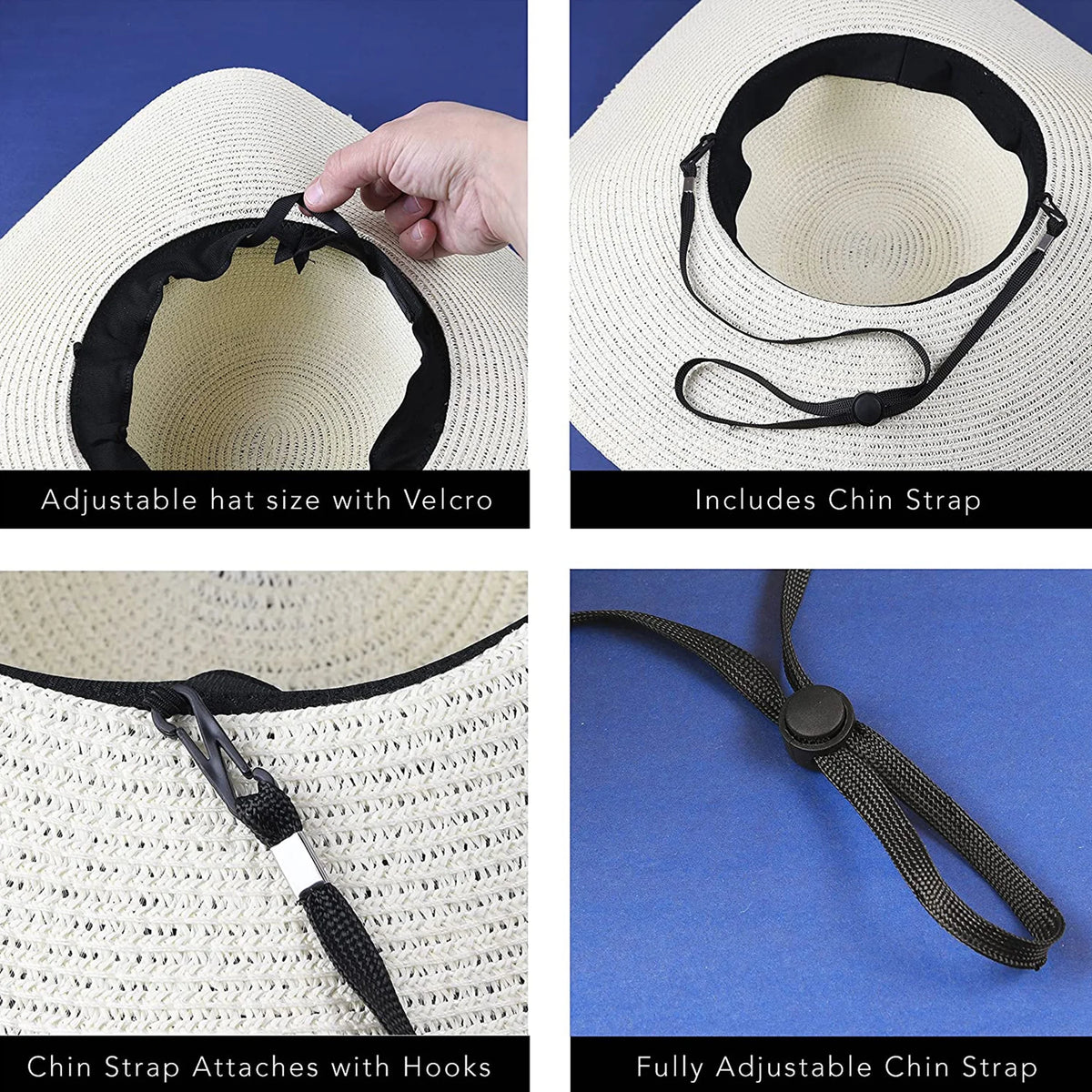 Beige Straw Floppy Sun Hat with Wide Brim D9322