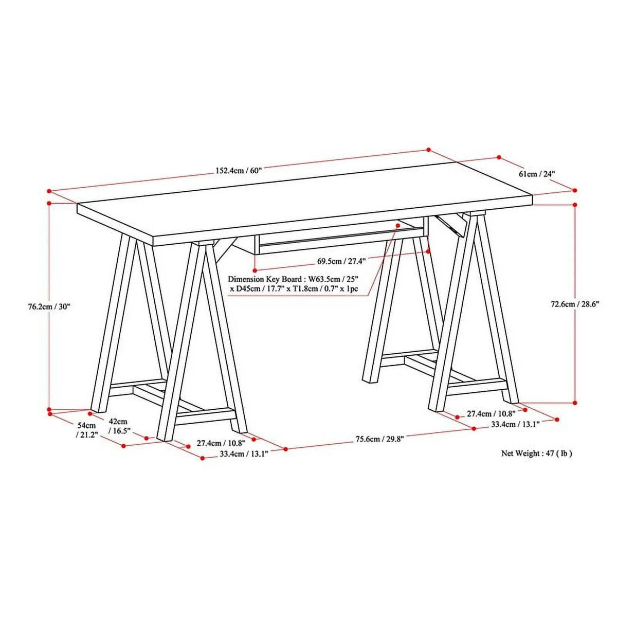 Rustic Solid Wood Computer Desk in Distressed Gray H4356