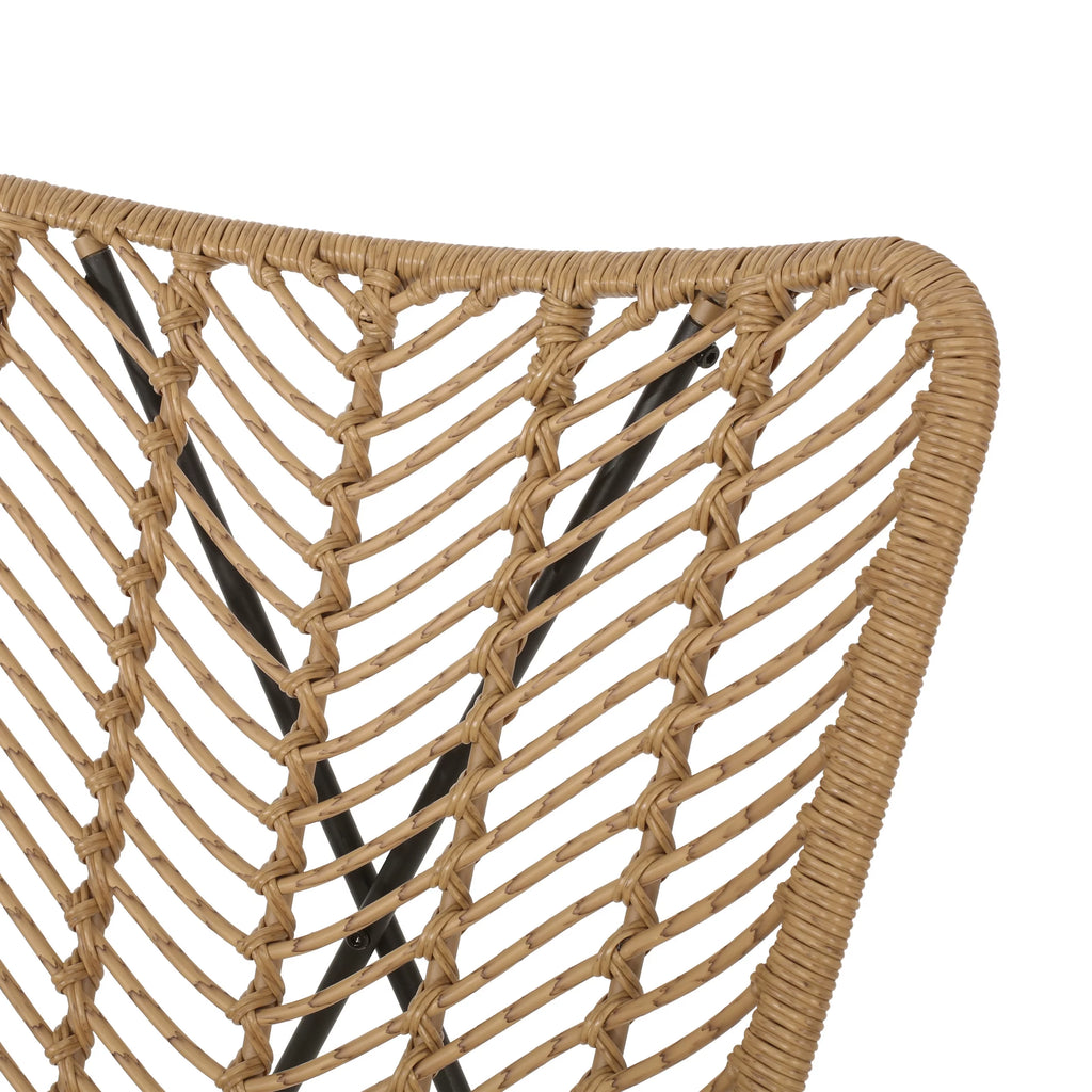 Wicker Outdoor Accent Chairs, Set of 2, Light Brown and Black P211832