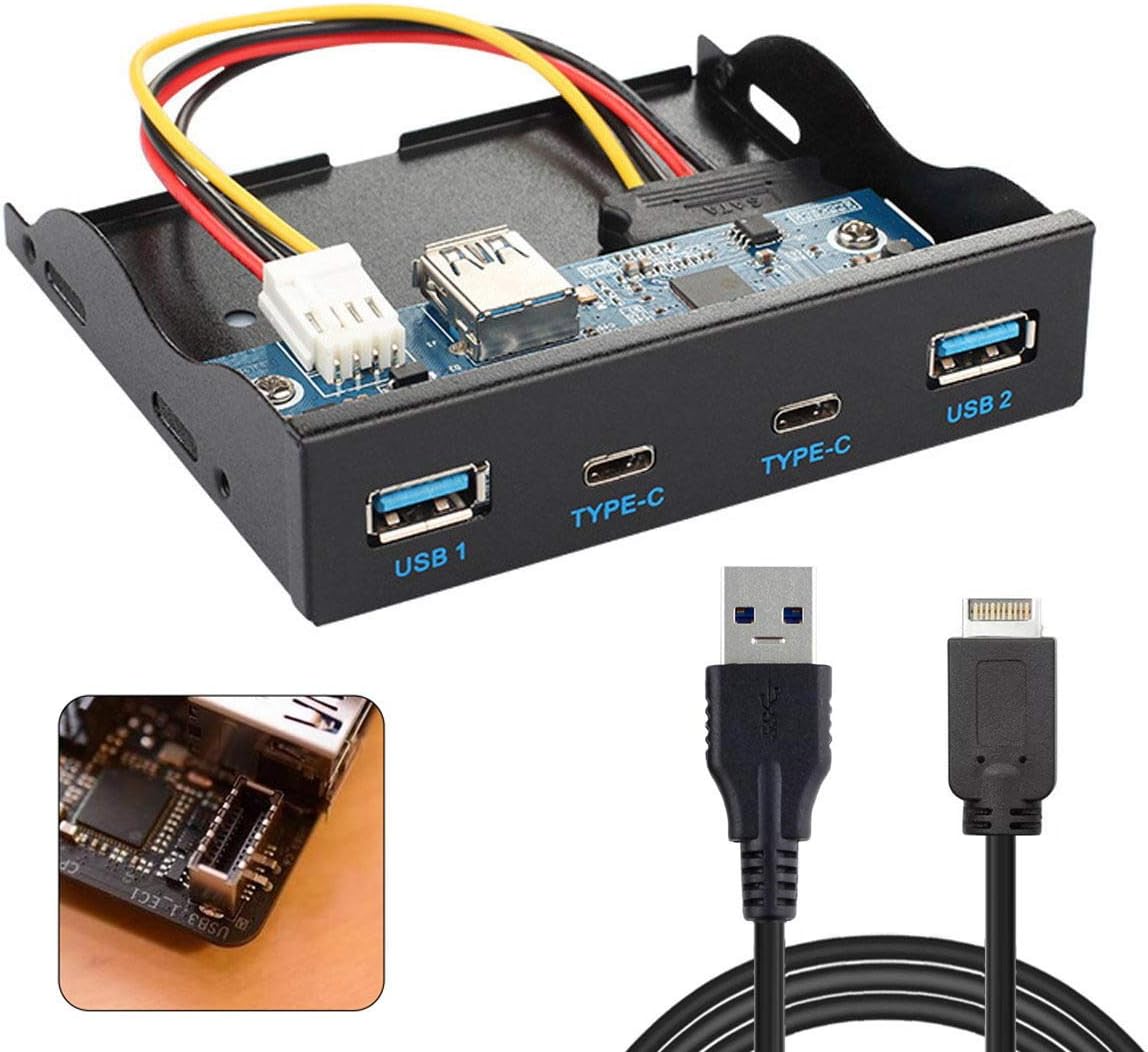 USB 3.1 Front Panel Header to USB-C & USB 3.0 HUB 4 Ports Motherboard Cable T224223