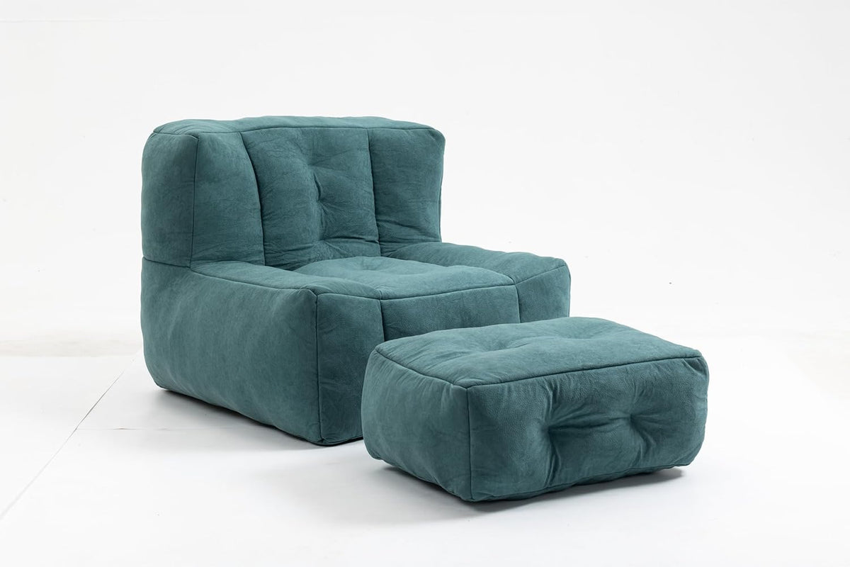 Orange Velvet Bean Bag Chair with Ottoman U648199