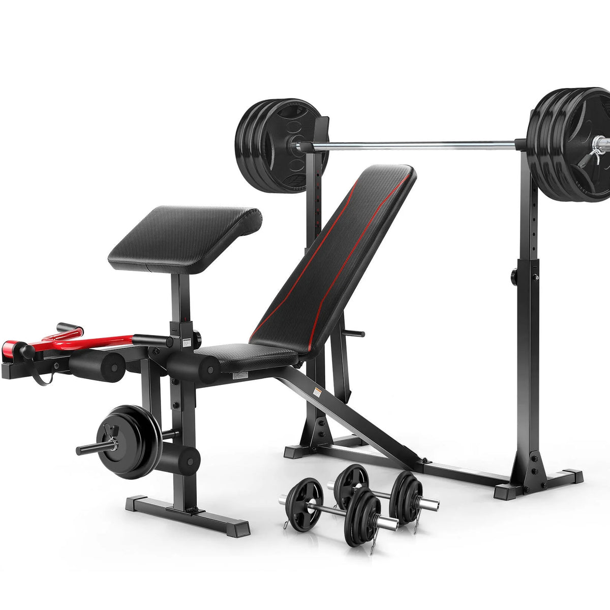 Adjustable Olympic Weight Bench Set with Barbell Rack C75454
