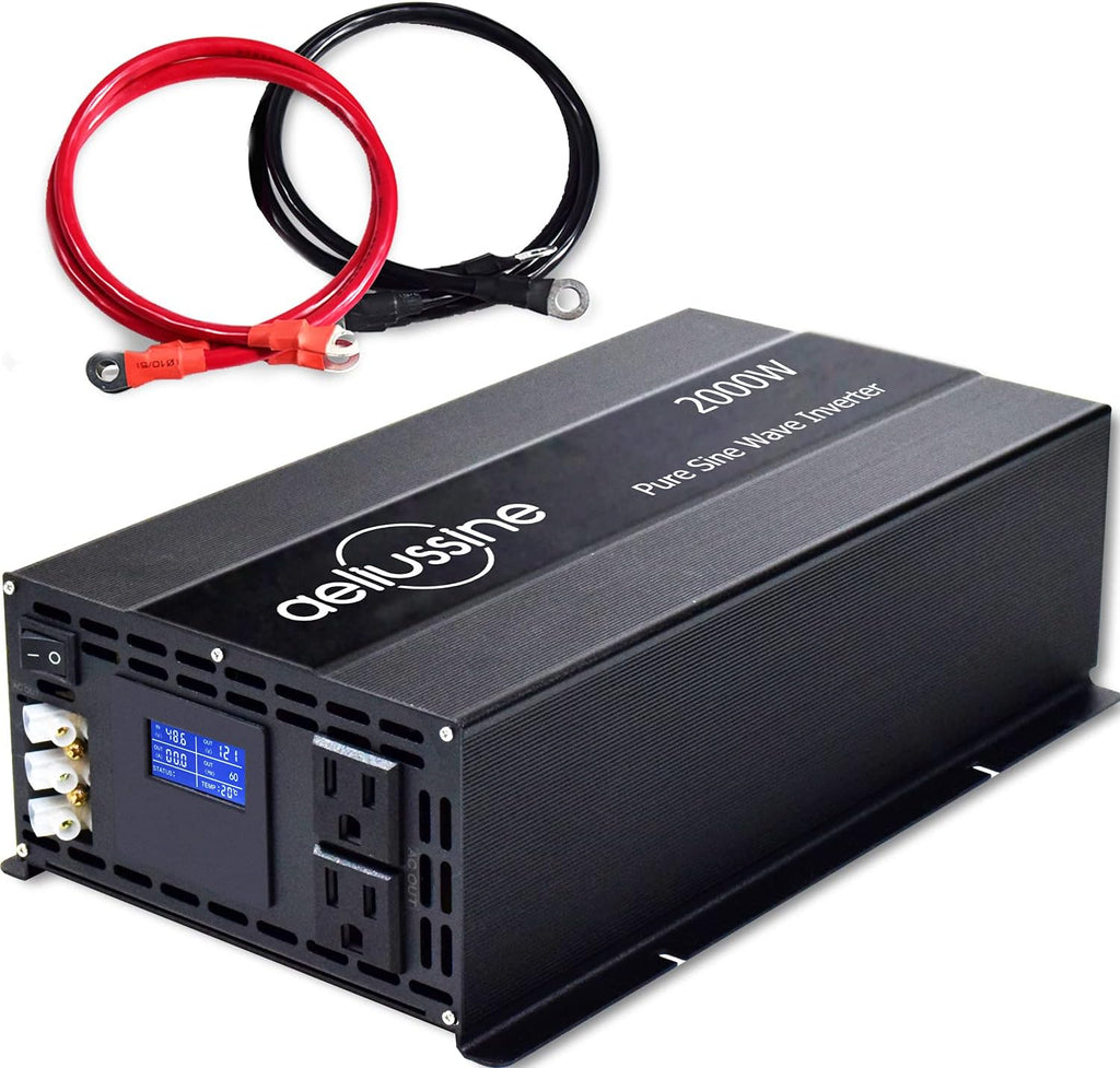 2000w Pure Sine Wave Power Inverter 48v DC to AC 110v 120v with Hardwire Terminal LCD Display S56136