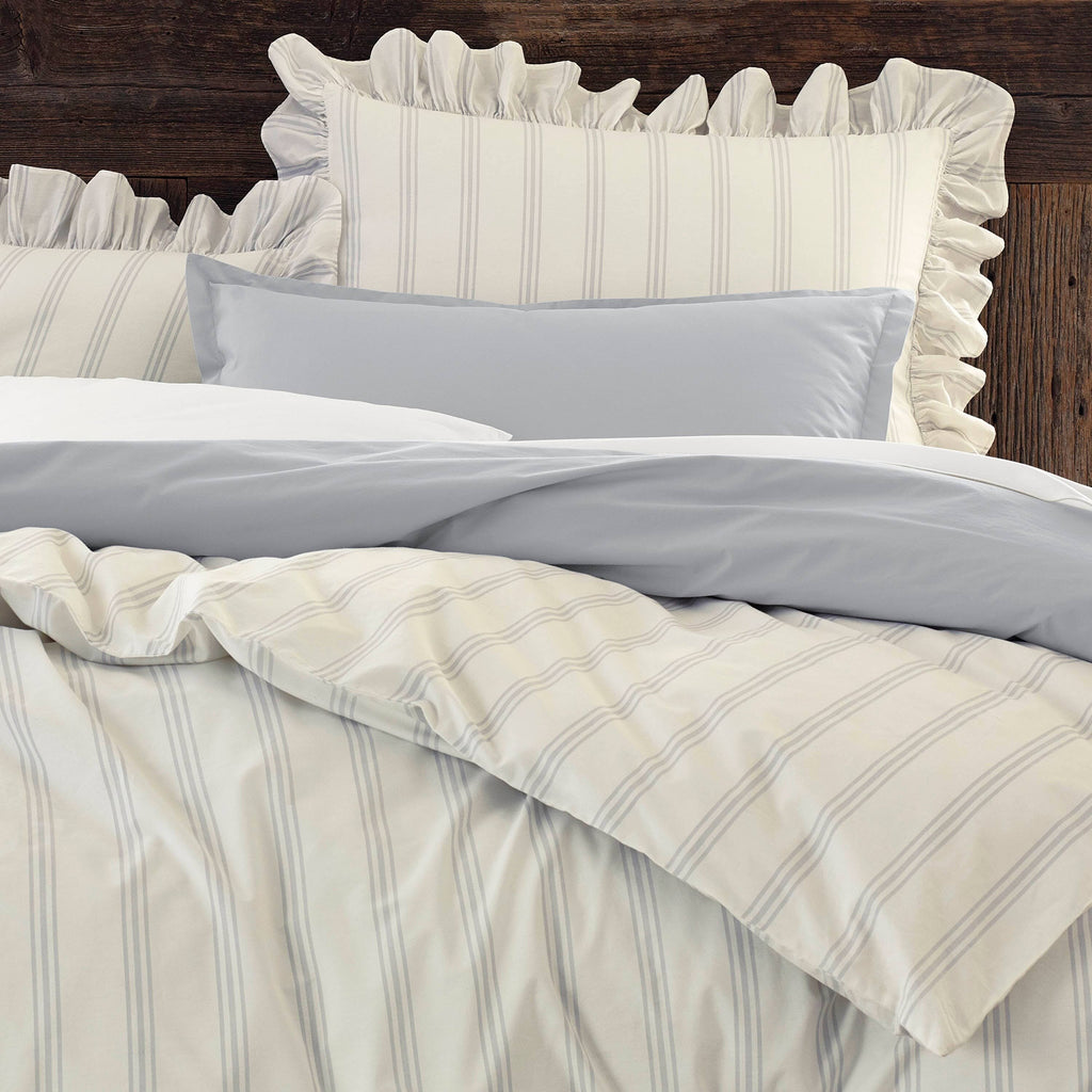 King 3 Piece Organic Cotton Striped Duvet Cover Set B522278