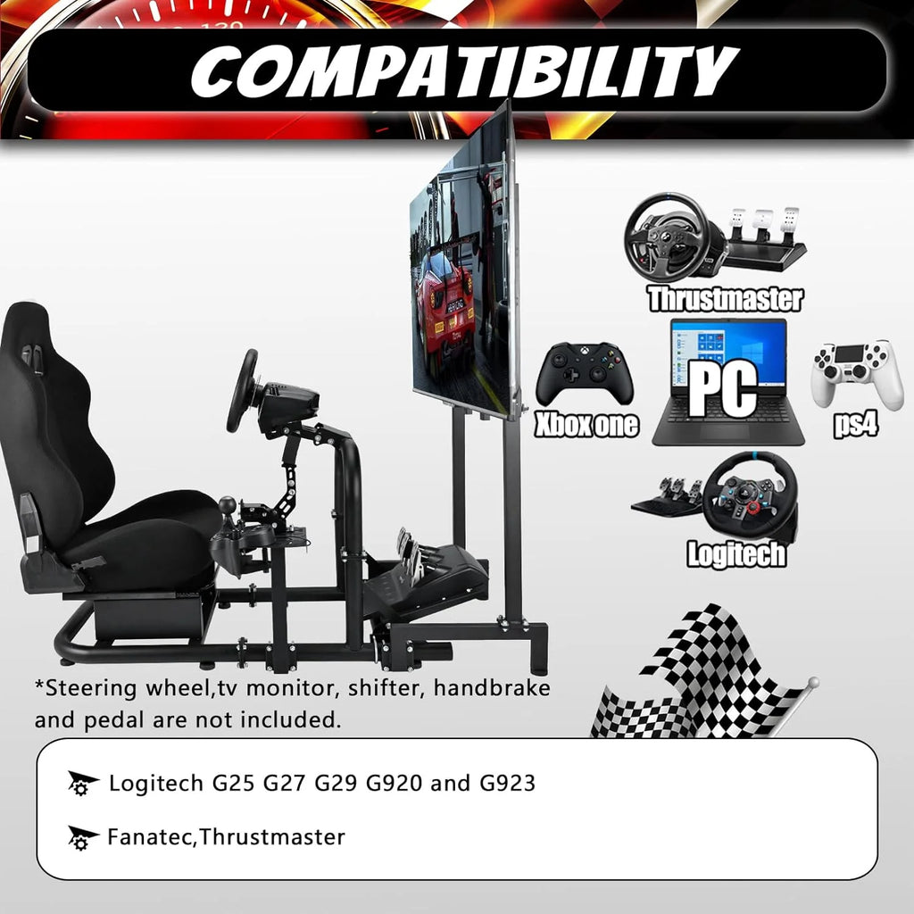 Racing Simulator Cockpit with Seat and Monitor Mount G3669