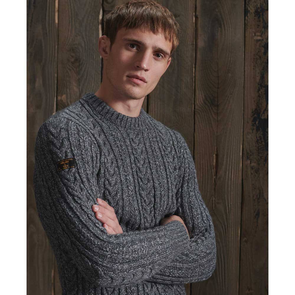 Grey Cable Knit Crew Neck Jumper G814
