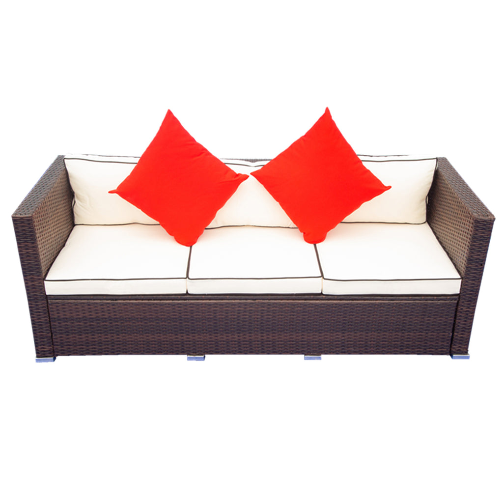 3 Piece Patio Sectional Wicker Rattan Outdoor Furniture Sofa Set O8614