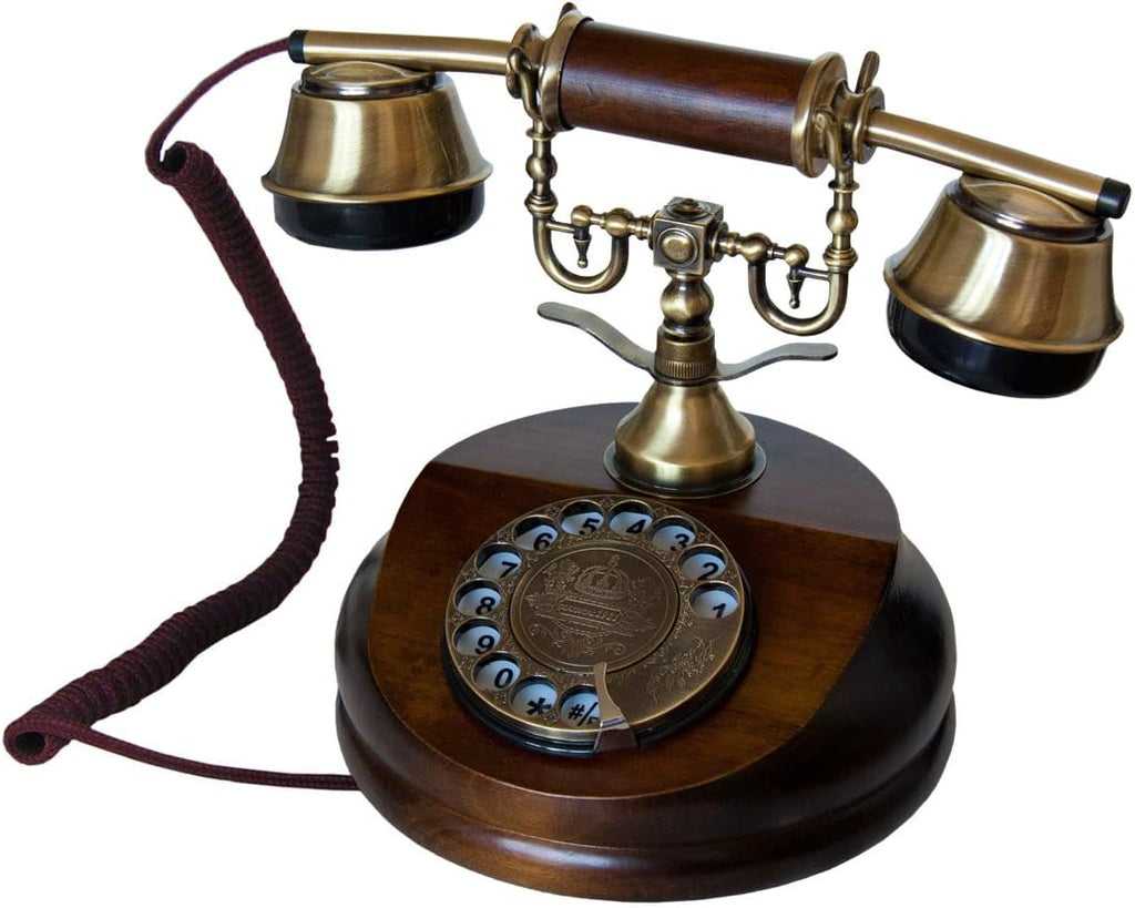 Wall-Mounted Wooden Telephone with Metal Parts W137