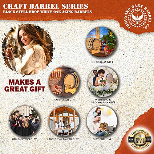 2 Liter Oak Aging Barrel with Wood Stand, Bung & Spigot G850