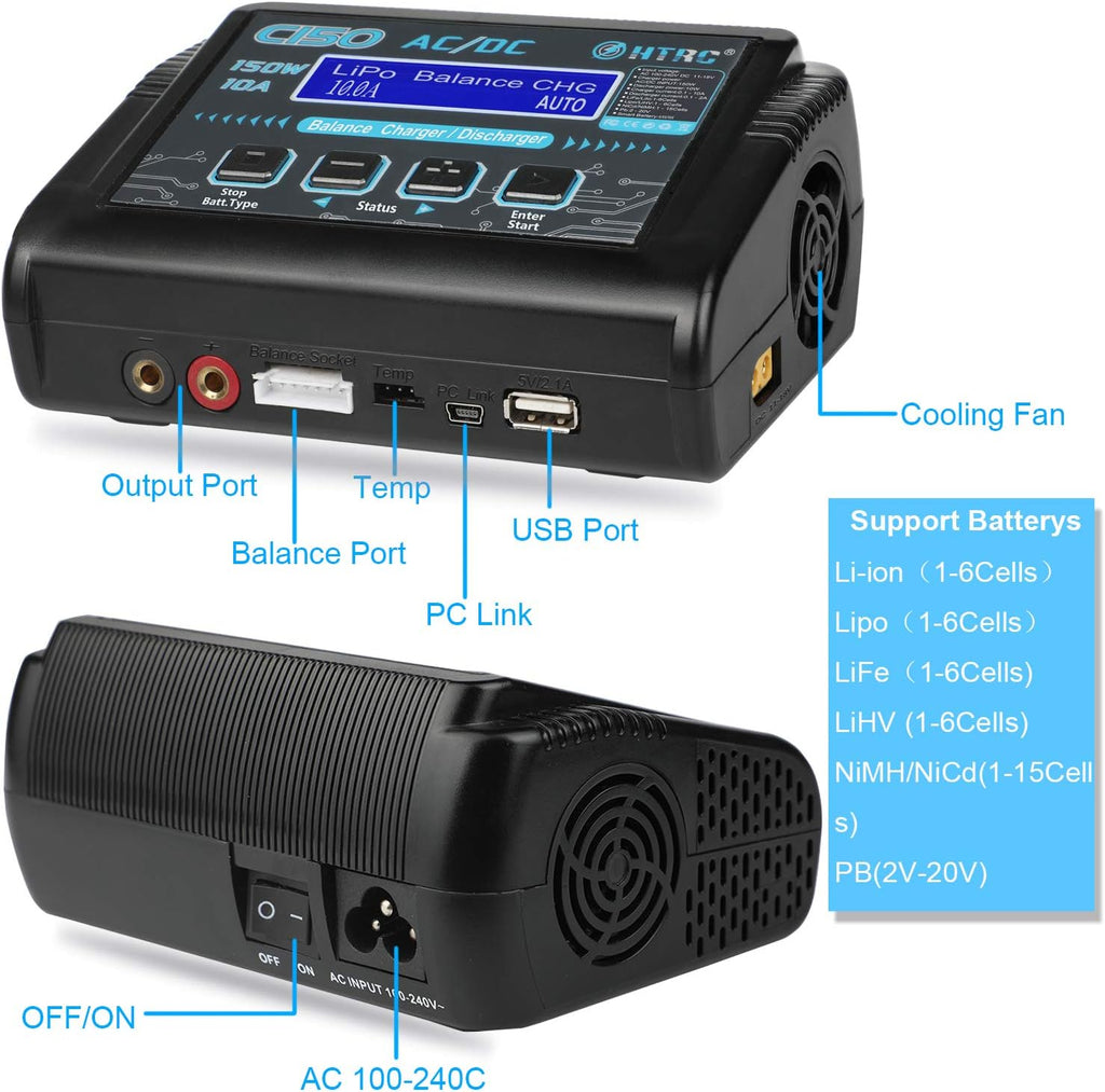 150W 10A 1-6S AC/DC Balance Charger Discharger H838