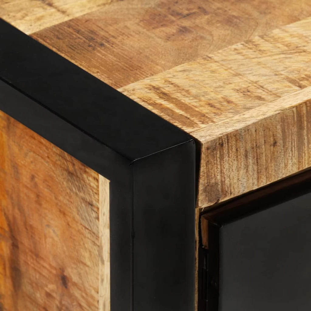 Wood TV Cabinet with Doors Drawer and Iron Legs O1406