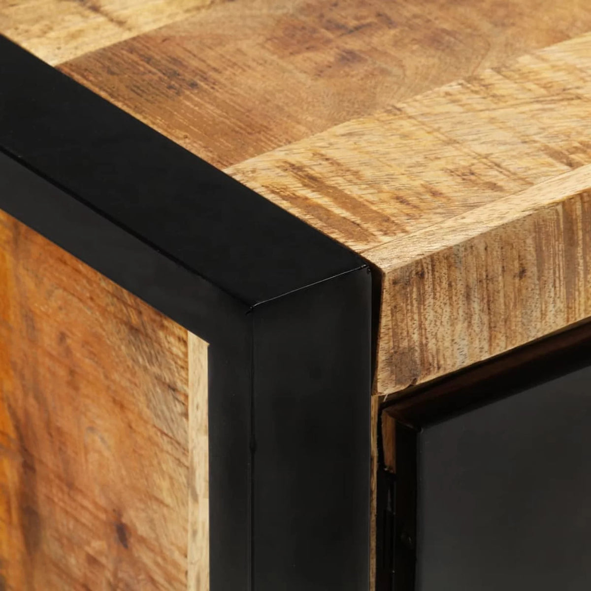 Wood TV Cabinet with Doors Drawer and Iron Legs O1406