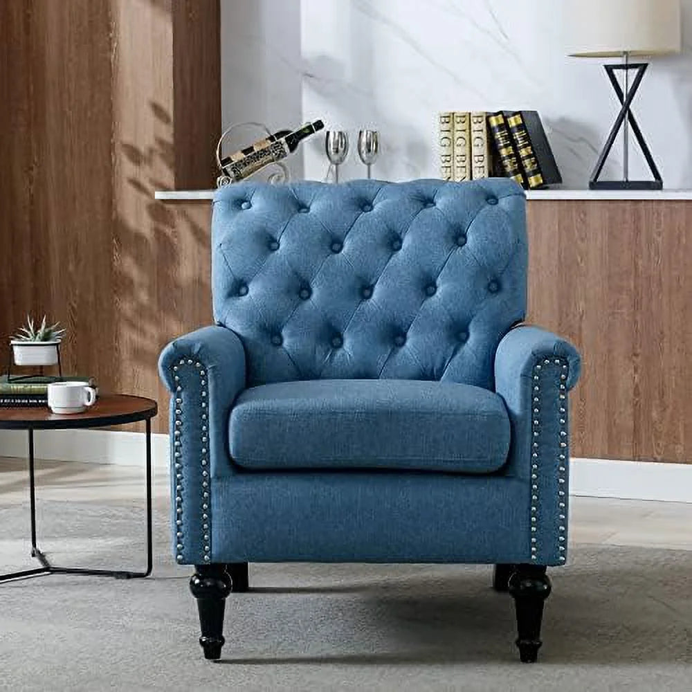 Chenille Fabric Accent Chair with Footrest Y1402