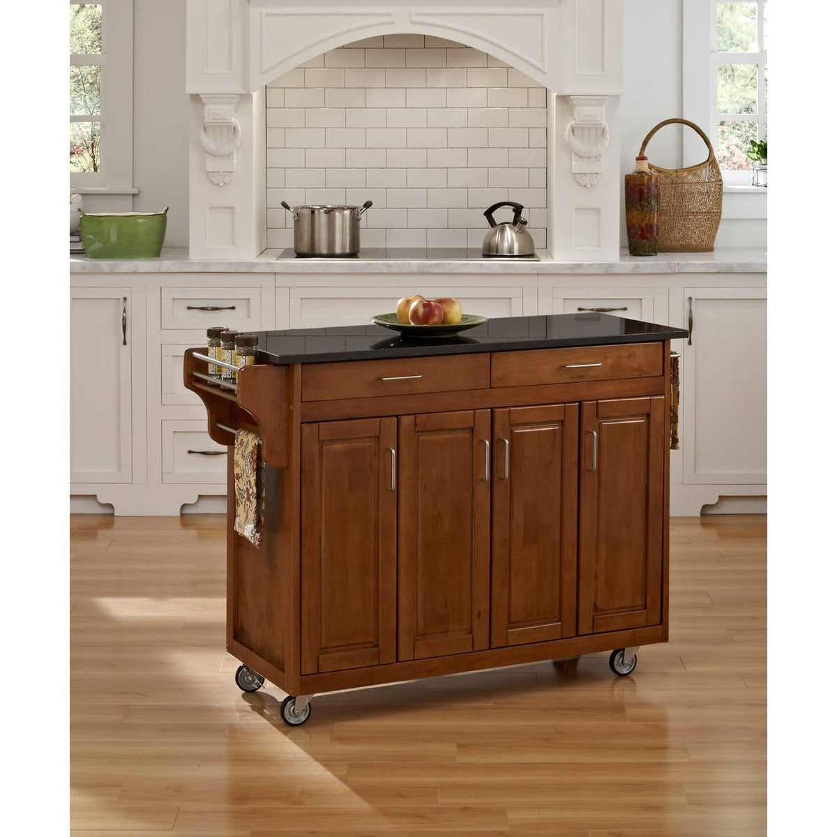 Black Granite Top Kitchen Cart H6165
