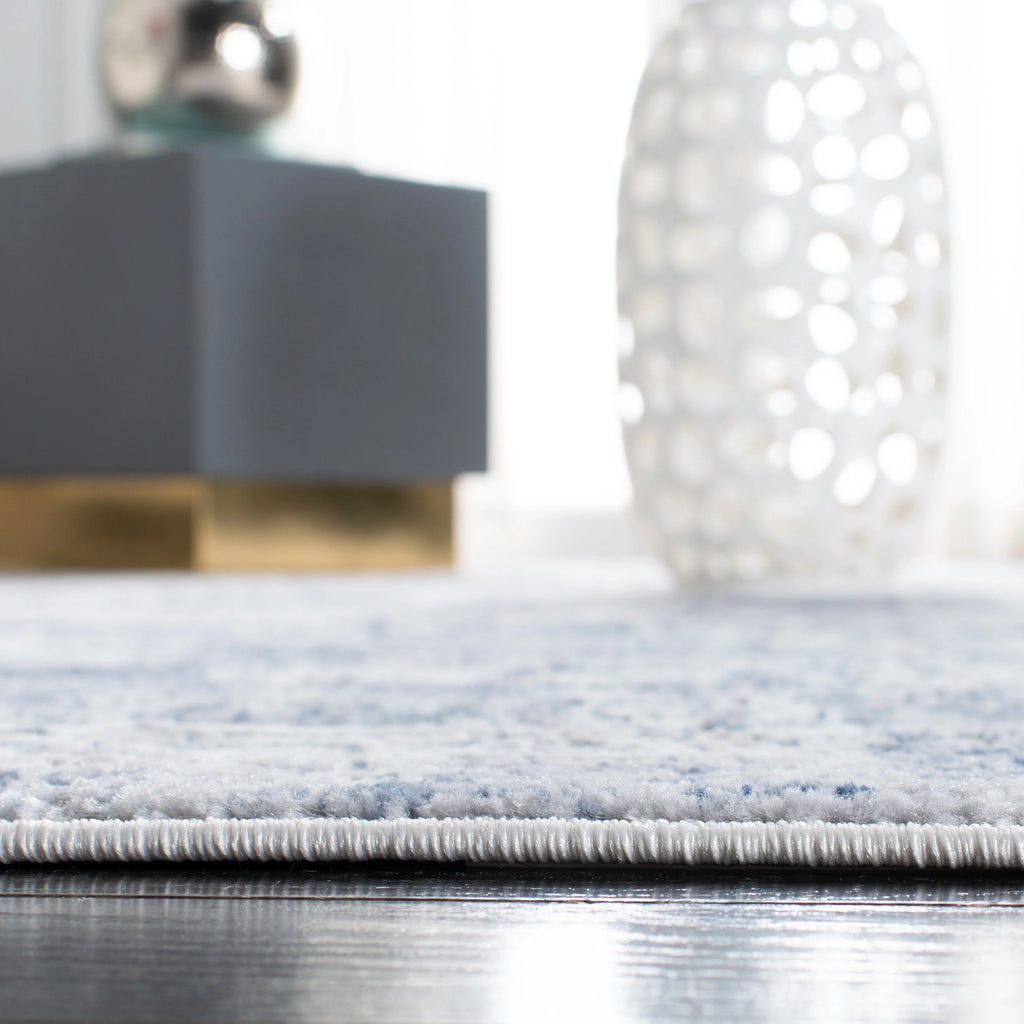 Navy Light Grey Abstract Area Rug 8' x 10' U511