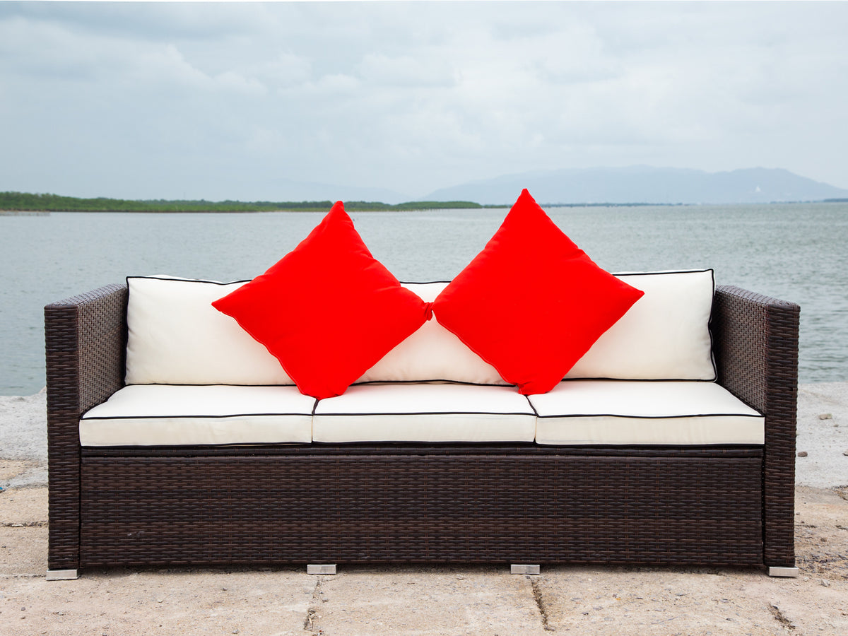3 Piece Patio Sectional Wicker Rattan Outdoor Furniture Sofa Set O8614