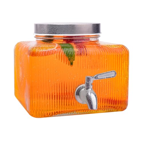 1 Gallon Glass Drink Dispenser with Stand, 2 Pack P667