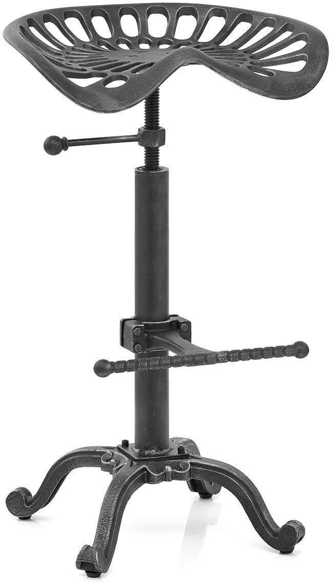 Rustic Industrial Farmhouse Tractor Seat Counter Height Adjustable Bar Stool Cast Iron Swivel Stool R162