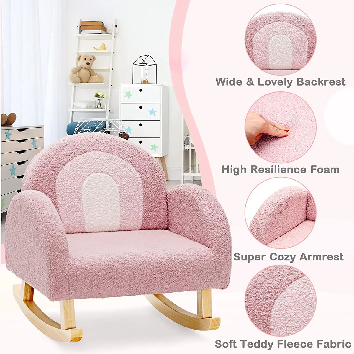 Pink Plush Kids Sofa Q838
