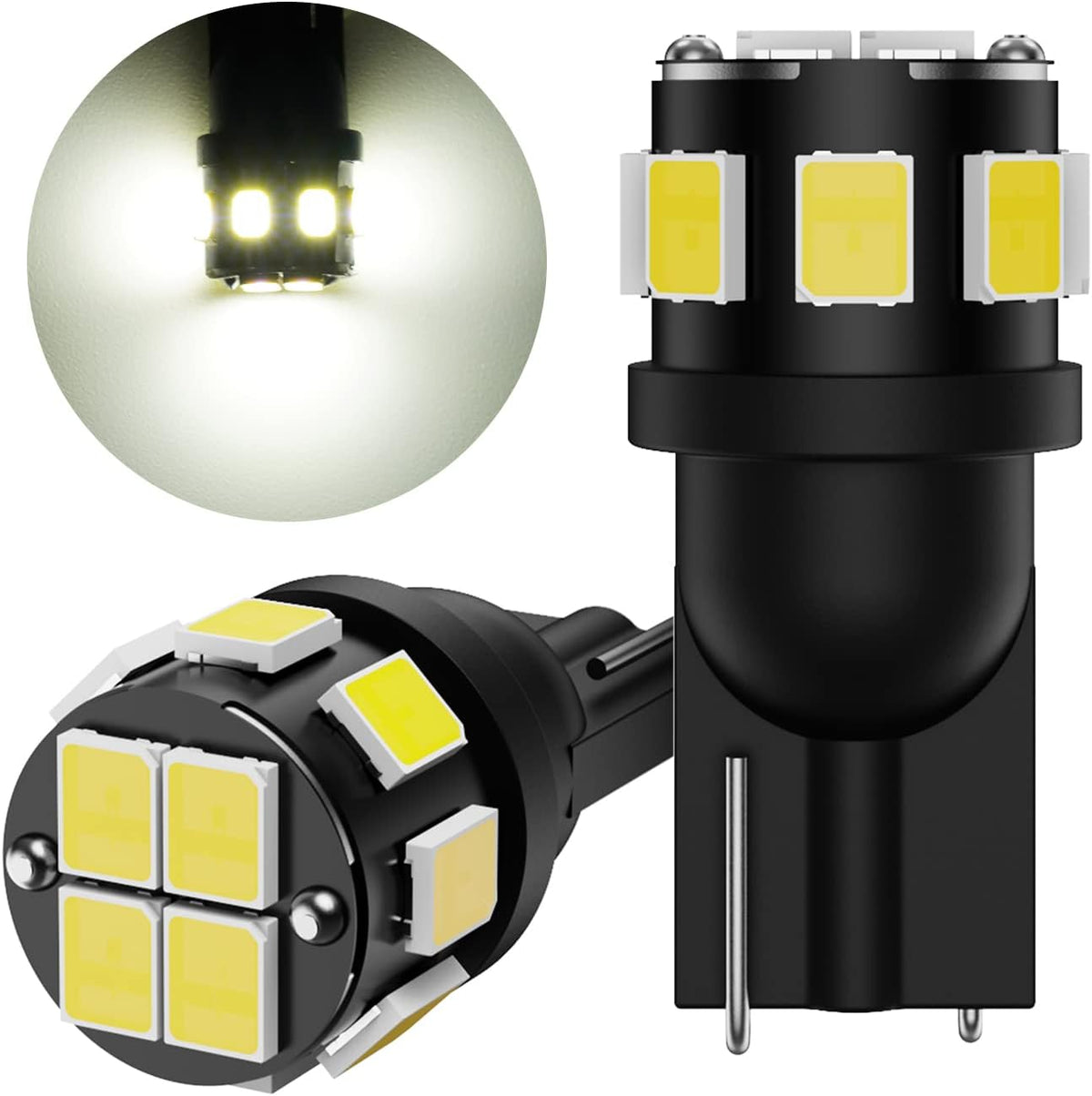 194 LED Light Bulb, 10PC T10 168 6000K 5SMD 2825 LED Replacement Bulbs, Pack of 10 M709934
