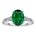 Emerald Engagement Ring 925 Sterling Silver Oval Cut Lab Grown Emerald Wedding Band X63799