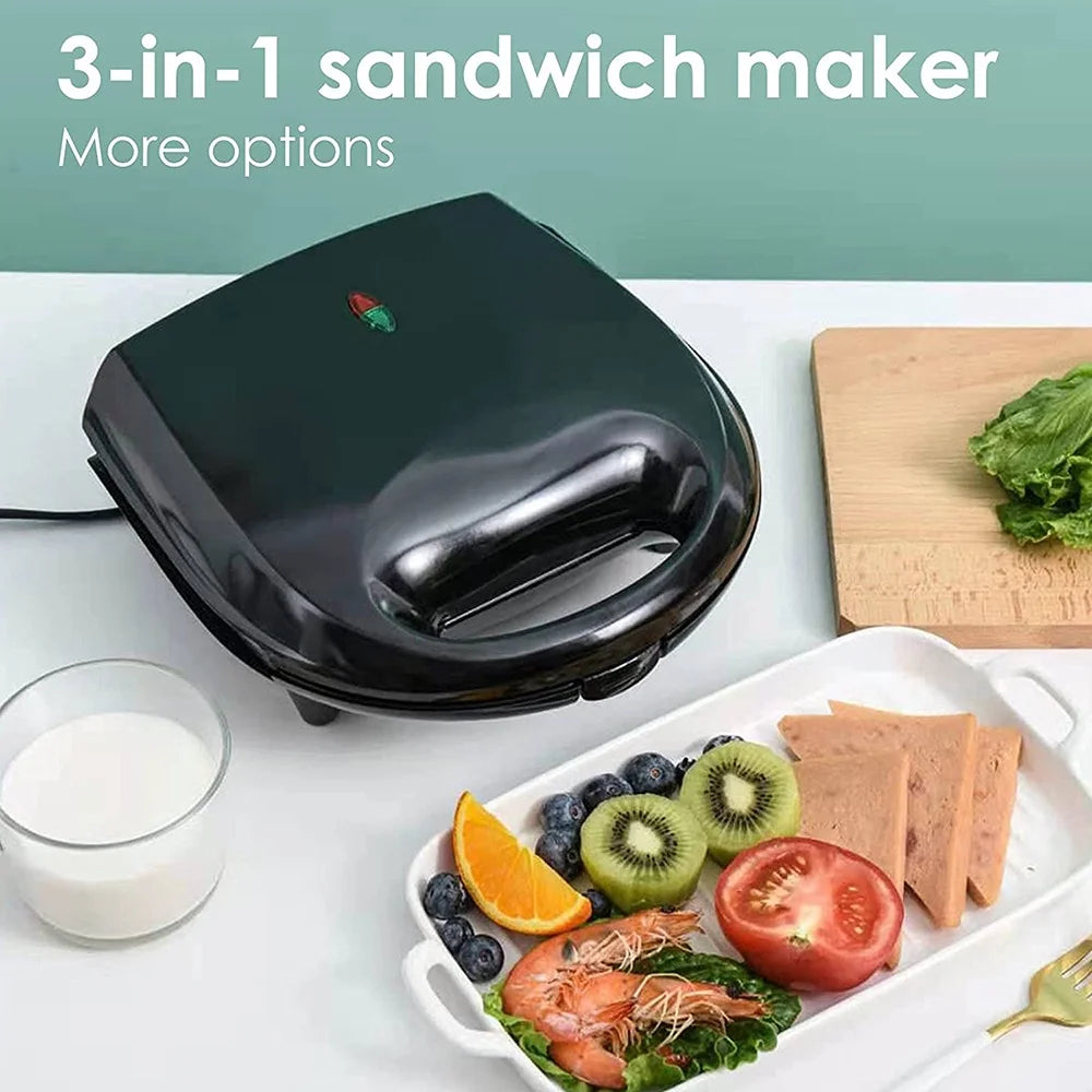 3 in 1 Stainless Steel Sandwich Waffle and Panini Maker T4651