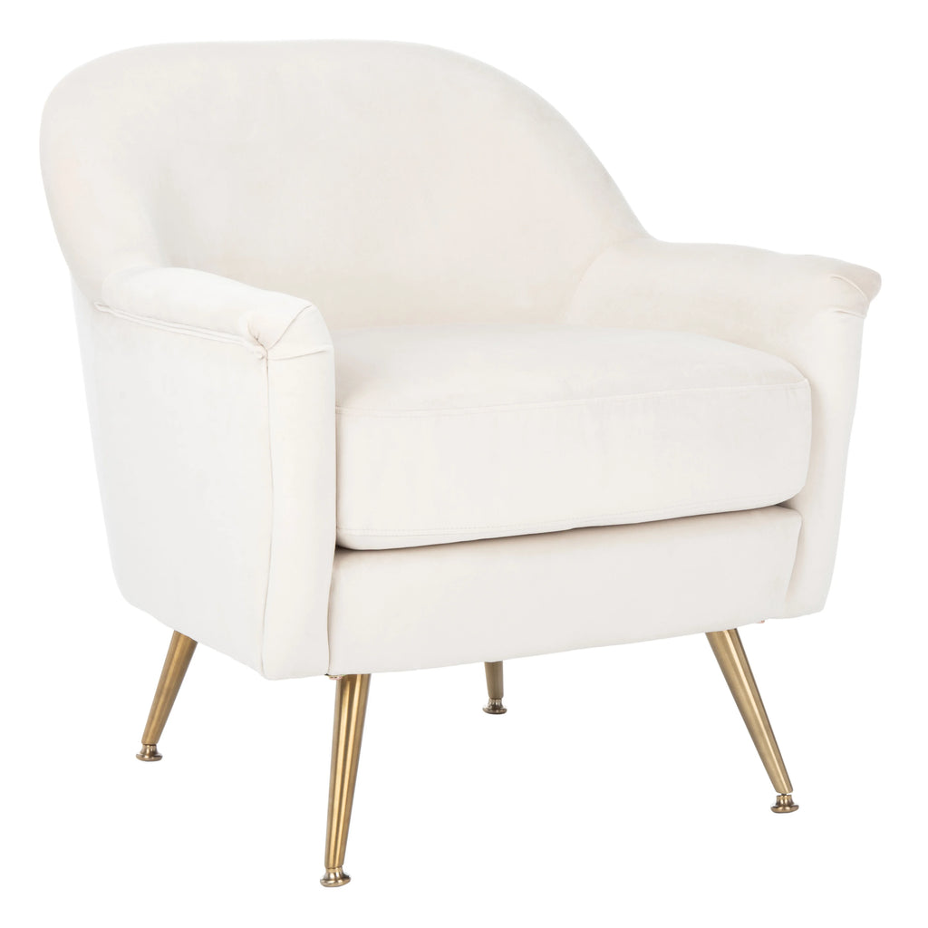 Ivory Velvet Upholstered Arm Chairs V83215