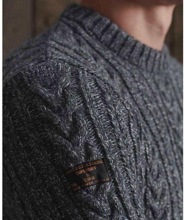 Grey Cable Knit Crew Neck Jumper G814