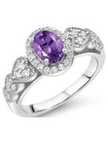 925 Sterling Silver Purple Amethyst Engagement Ring D55933