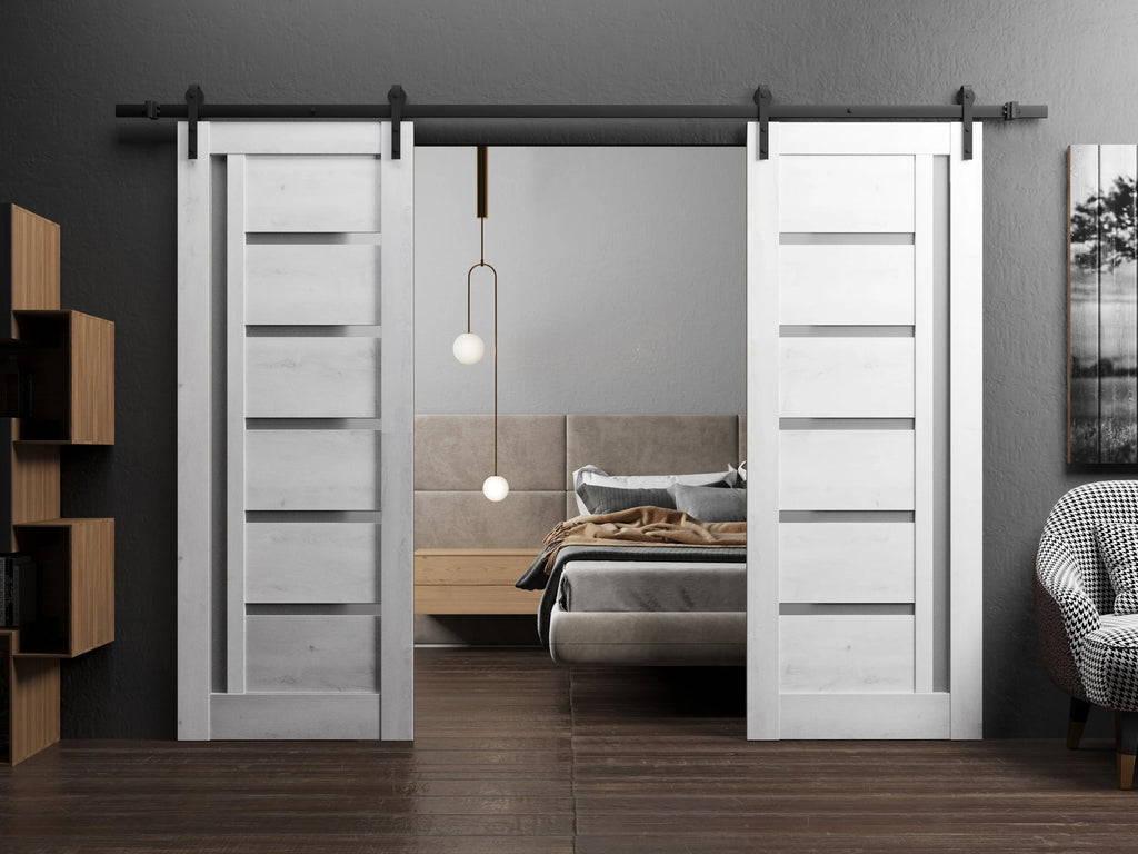 Double Barn Door 64 x 80 inches with Frosted Glass E430