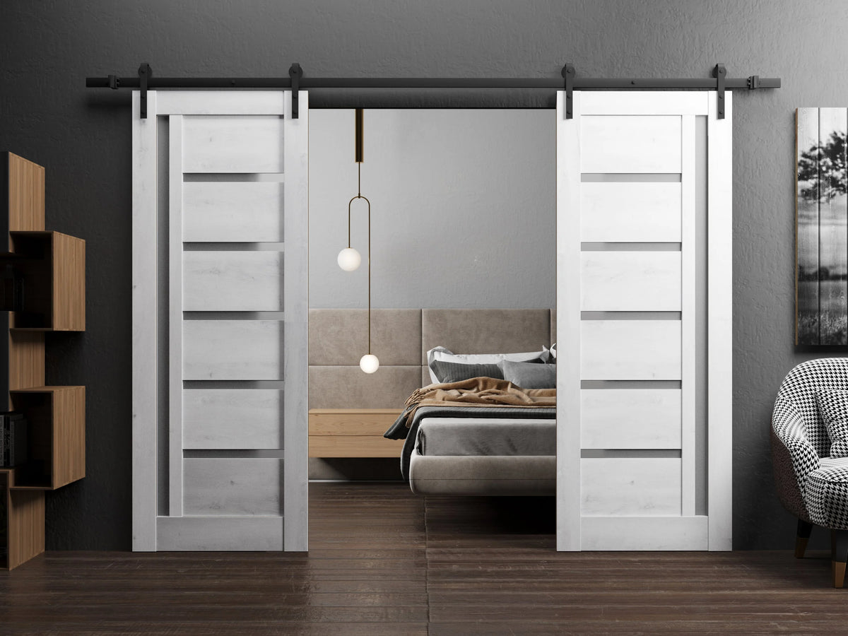 Double Barn Door 64 x 80 inches with Frosted Glass E430