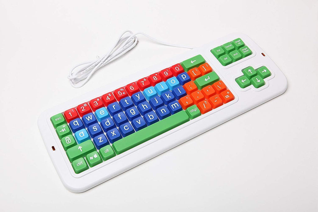 Bundle Adults/Children: Mouse + Large Print Mechanical Keyboard Spill Proof Lower Case Color Coded Matching Mouse Optical Ergonomic USB Easy Slide Design I48428