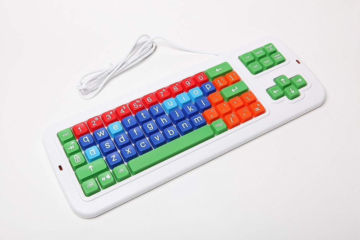 Bundle Adults/Children: Mouse + Large Print Mechanical Keyboard Spill Proof Lower Case Color Coded Matching Mouse Optical Ergonomic USB Easy Slide Design I48428