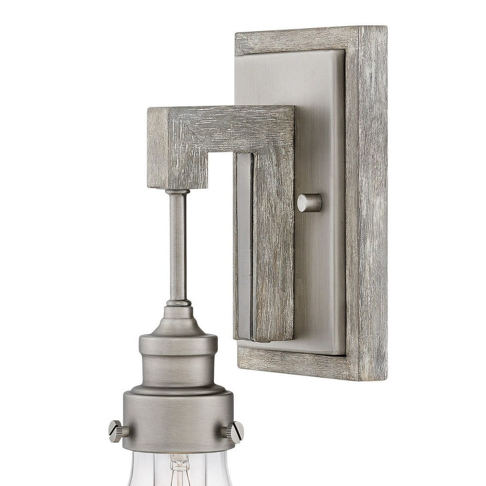 1 Light Farmhouse Wood Wall Sconce with Clear Glass S34596