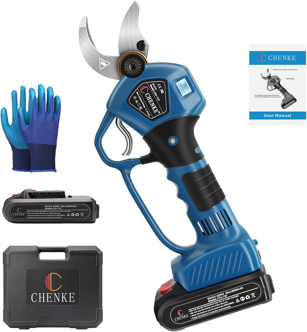 Electric Pruning Shears with 2 Pack Backup Rechargeable 2Ah Lithium Battery 30mm Max Cutting Diameter F963