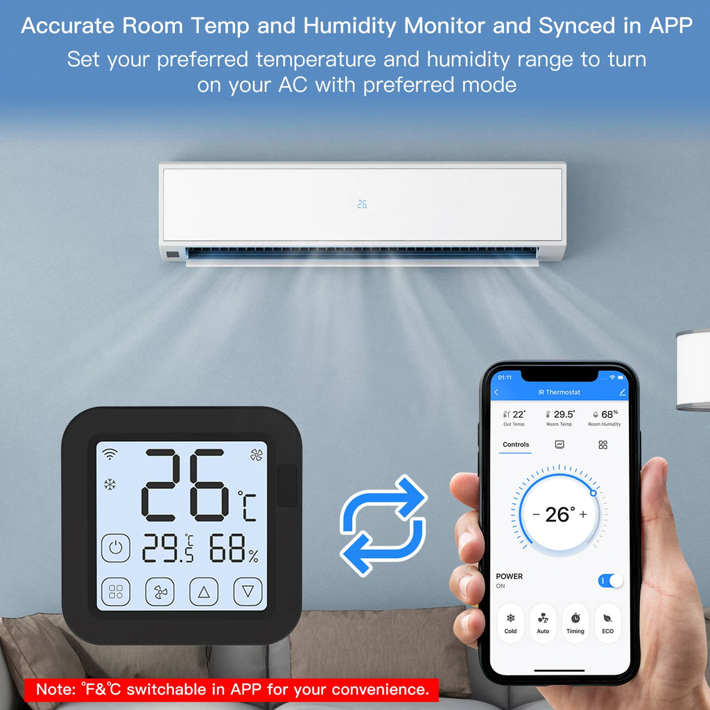 Smart Wifi IR Air Conditioner Controller with LCD Display B40165
