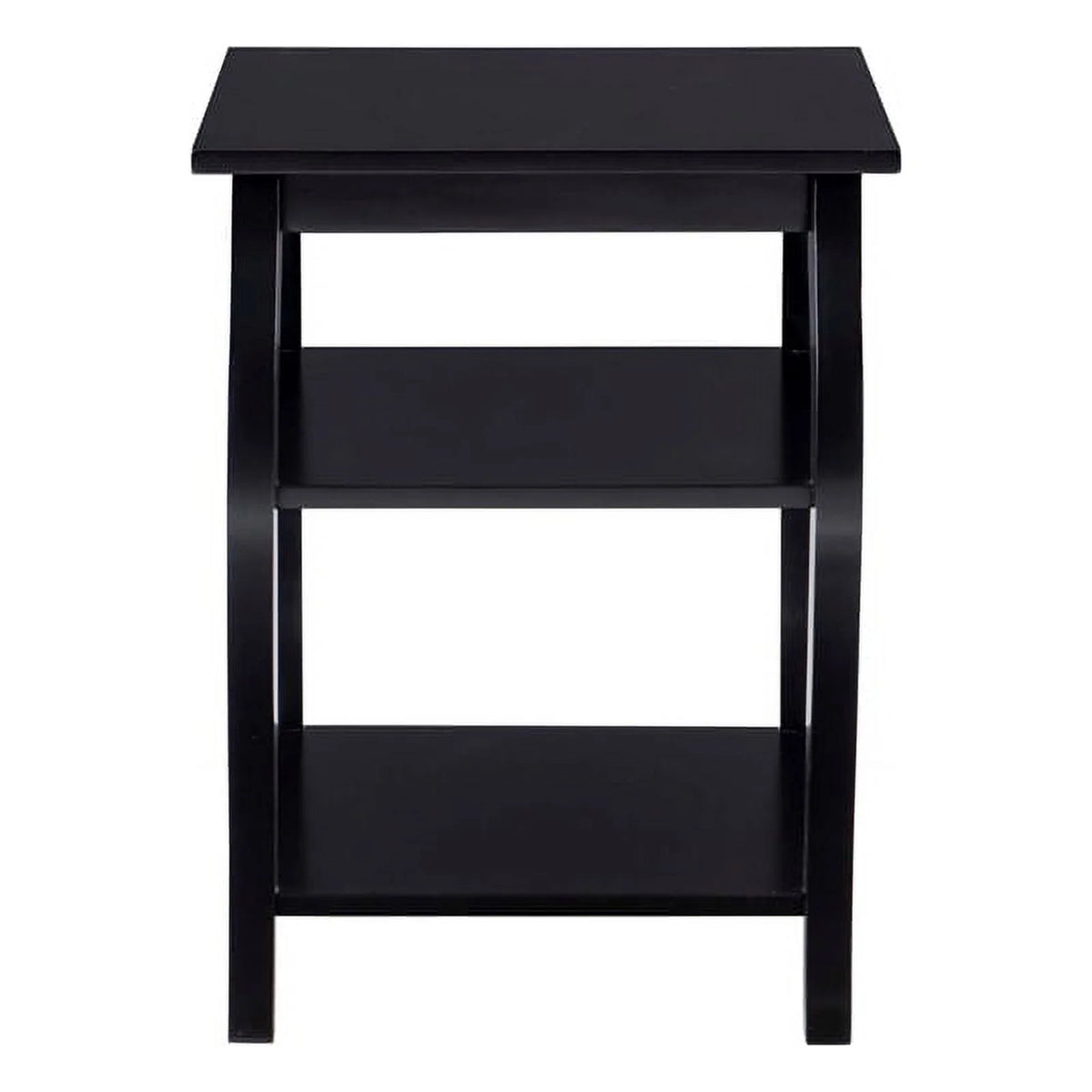 Black Wood Side Table with 2 Shelves H84170