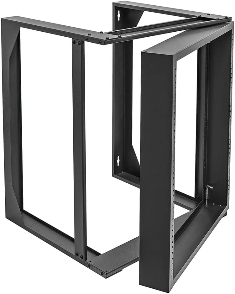 6U Wall Mount Open Frame Rack 19 Inch 2 Post Server Equipment Rack 16 Inch Depth Black S508817
