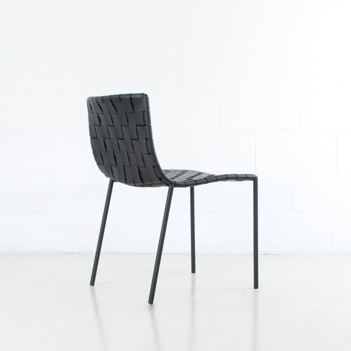 Black Leather Weave Dining Chair J973